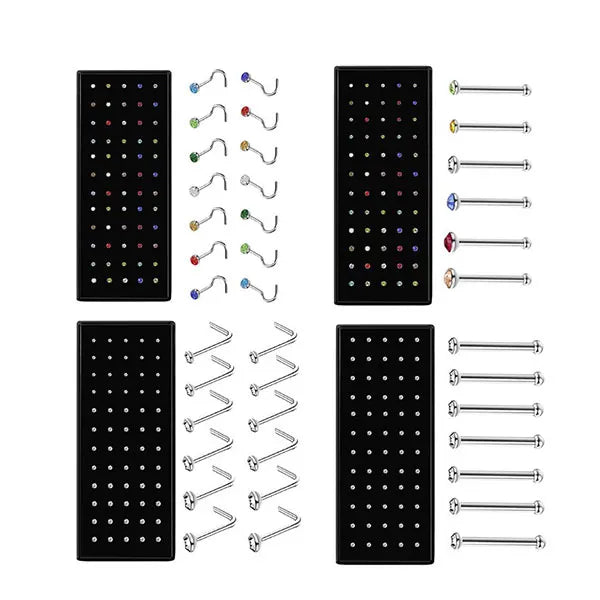 60pcs Surgical Steel Nose Stud Piercing Jewelry Orthodoxy Body Jewelry for Children's Wedding Engagement Boxed Gem NOSE STUD