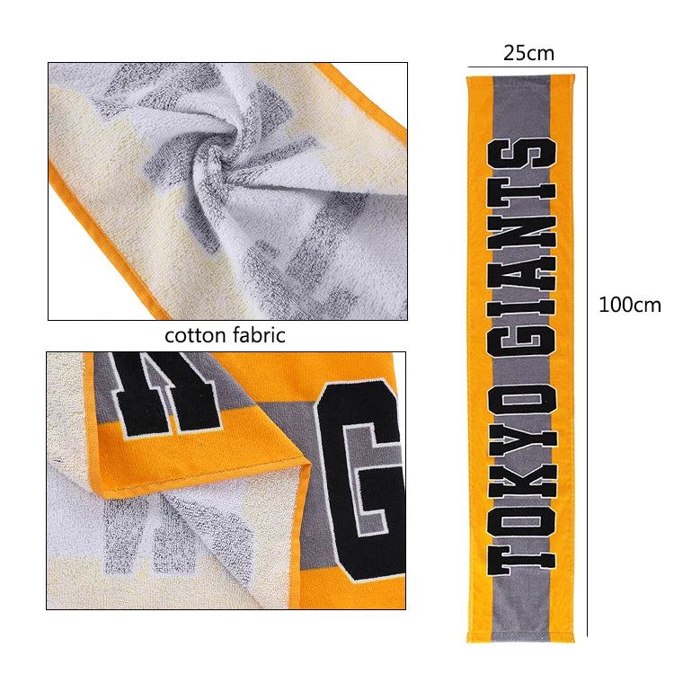 Fans Cheering Long Design Quick Drying Cotton Sports Team Towel Custom Printing Logo Sport Towel