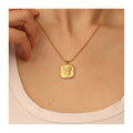 Chris April in Stock 316L Stainless Steel PVD Gold Plating Rose Flower square Pendant Snake Chain Necklace