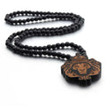 Customized Hip Hop Wooden Lion Head Pendant Beads Necklace