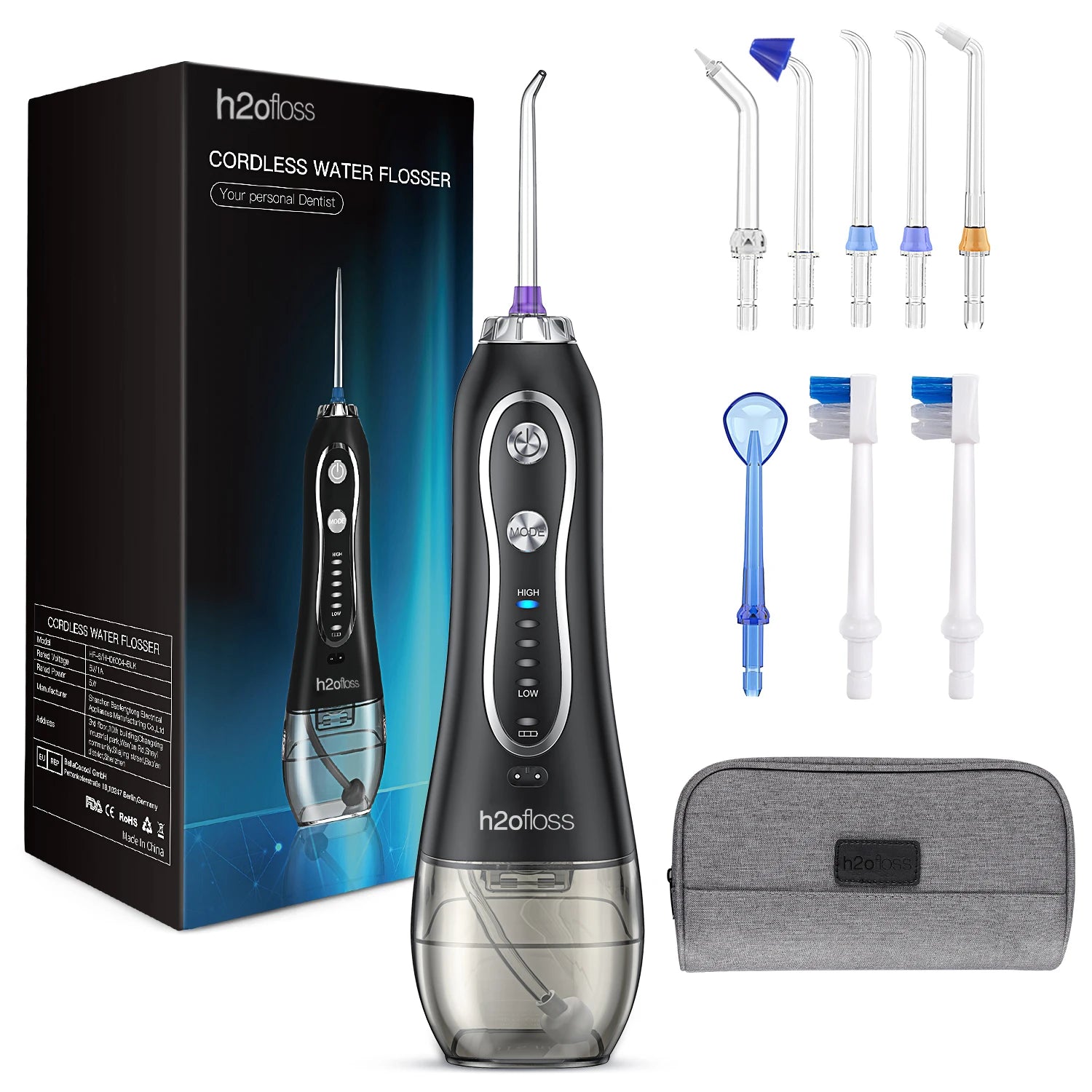 H2ofloss Water Flosser Professional Cordless 300ml Waterproof Dental Water Flosser USB Rechargeable Oral Irrigator Manufacturer