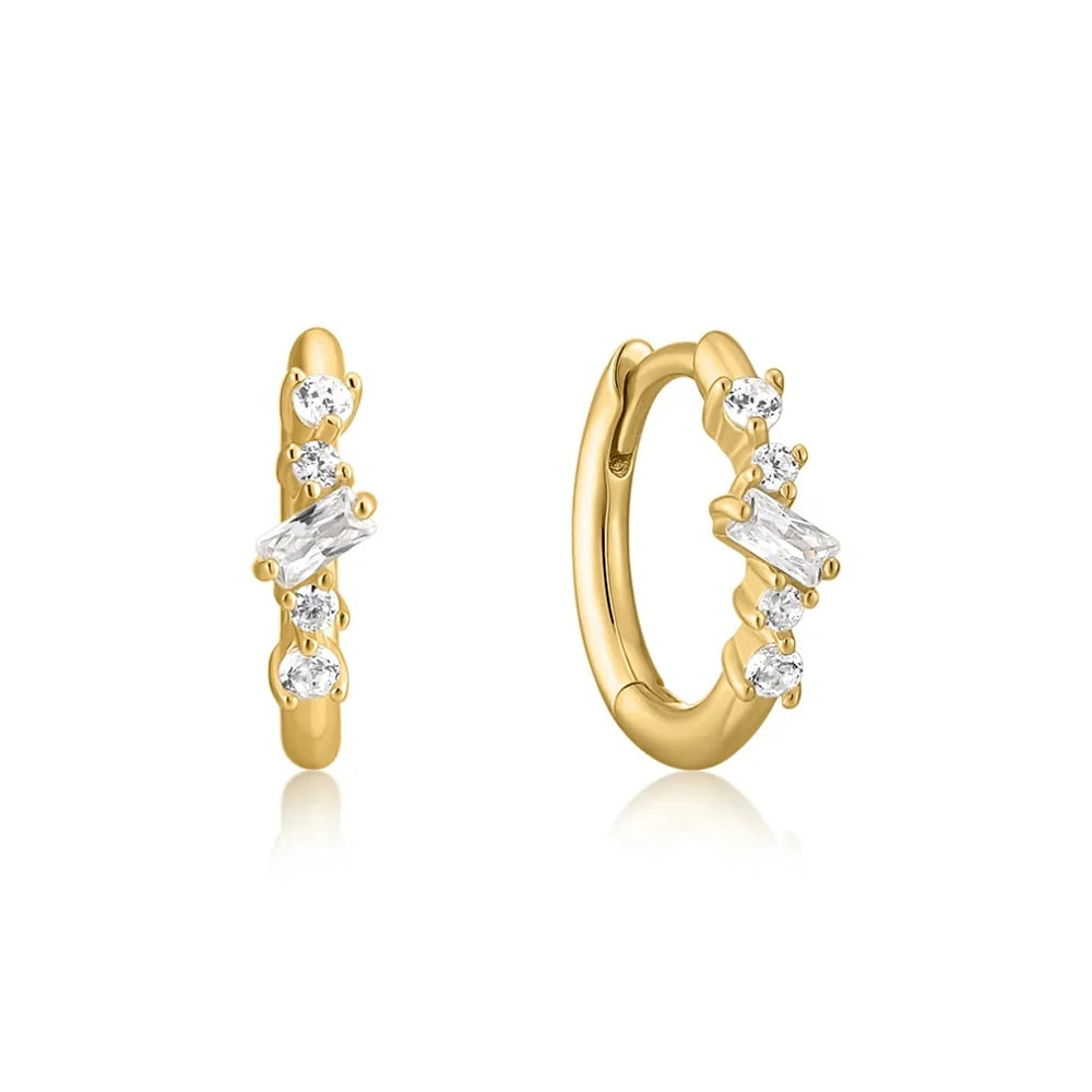 CANNER Simple Geometric Versatile 5A Zircon Hoop Earrings S925 Sterling Silver Jewelry