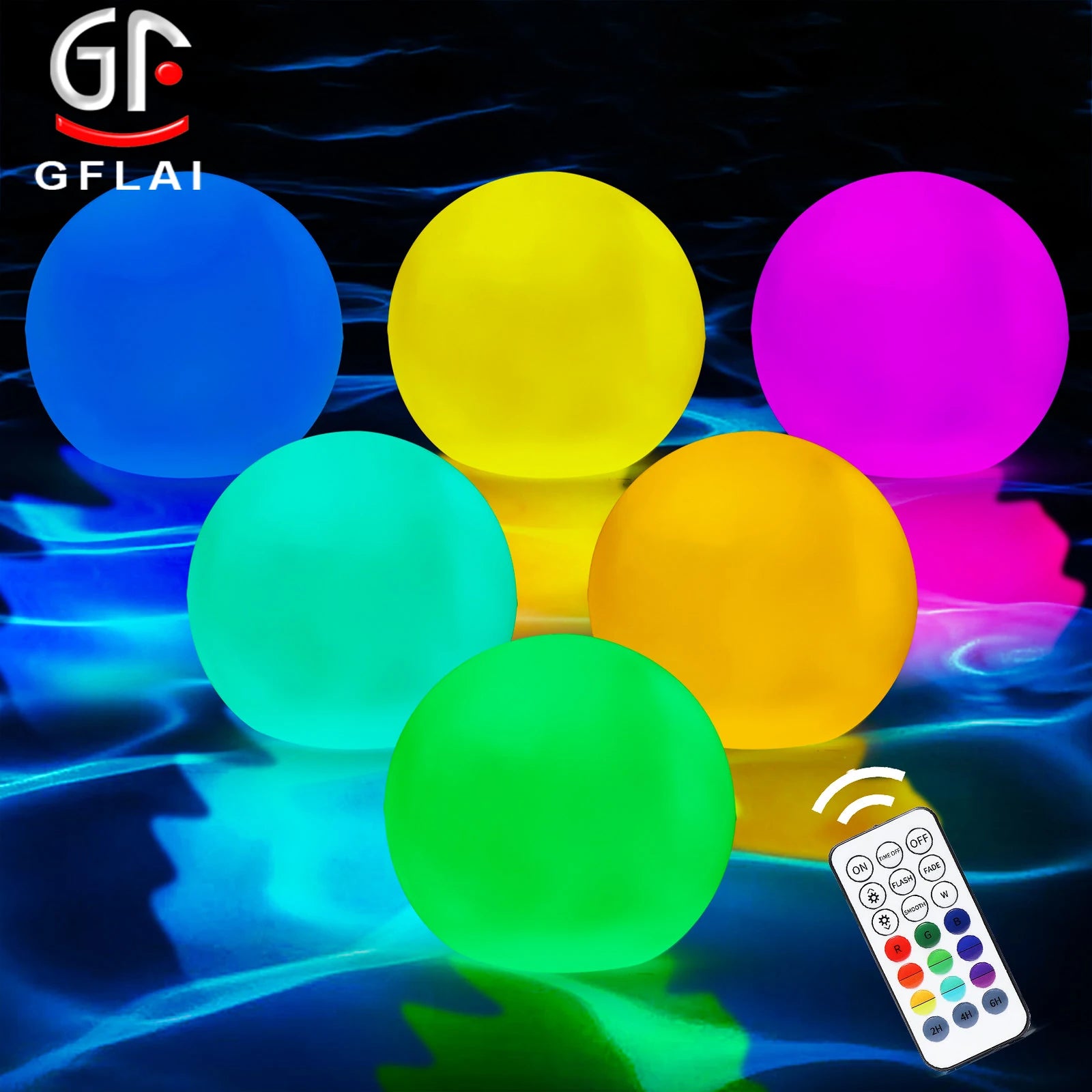 Hot Tub Bathtub Night Light Floating Pool Lights 3-Inch 16-Color LED Remote Control 20-50m Waterproof Vinyl Pool Light 6-Pack