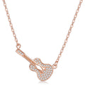 Can Adjustable Size Stylish Guitar Paneled Rose Gold Plated S925 Sterling Silver Women's Necklace