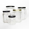 High Quality 6oz Hexagon Glass Jars with Metal Lid 380ml Wide Mouth for Pickles Jams Honey Jelly Chocolate Noodles Canned Food