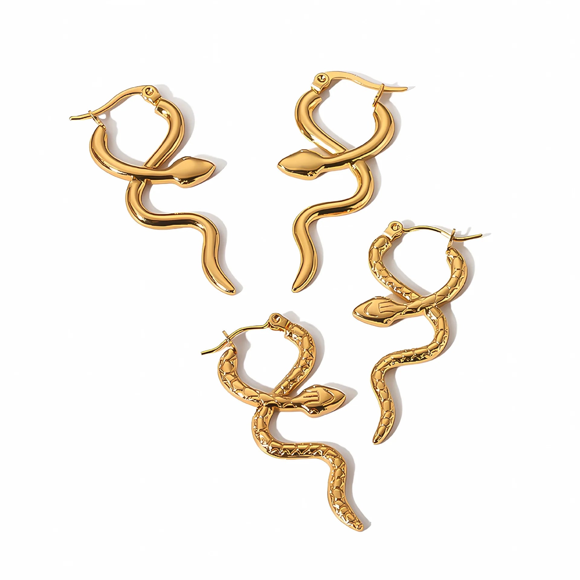 2024 Trendy Jewelry Female PVD Gold Plated No Rust No Fade Titanium Earrings Long Dangle Snake Earrings Novelty Gifts Women