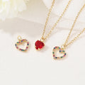 Fashion Color Zircon 14K Gold Plated Hollow Tiny Heart Shape Pendant Necklaces Bracelets Jewelry Making Charms