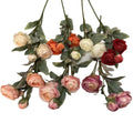 Home Decorative 3 Heads Silk Peonies Flower Single Artificial Flowers Peony