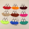 Boho Woven Silk Thread Wind Fashion Scalloped Handmade Tassel Earrings Vintage Exaggerated Round Drop Earrings
