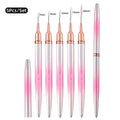 Pink New Nail Art Liner Brush Customizable Logo Metal Handle 7mm 9mm 12mm 15mm 20mm Nail Brush Set