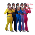 Wholesale Custom Logo Women Clothing Skinny Crop Top Flared Trousers Outfit Bodycon 3 Piece Set Causal Sport Women Sets