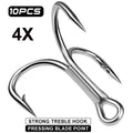 10pcs Treble Hooks 4#-5/0# Super Need Point Hook 4x StrongTriple Fishing Hooks for Game Trout Bluefish