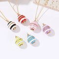 14K Gold Plated Enamel Faberge Stripe Easter Egg Pendant Charms Jewelry