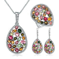A852 Abiding Fine Jewelry Custom Natural Tourmaline Gemstone Jewellery Women Classic Wedding Bridal Jewelry Sets
