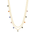 Shiny Summer Jewelry Cubic Zirconia Chain Necklace Double Layer Dainty Gold Necklace for Women