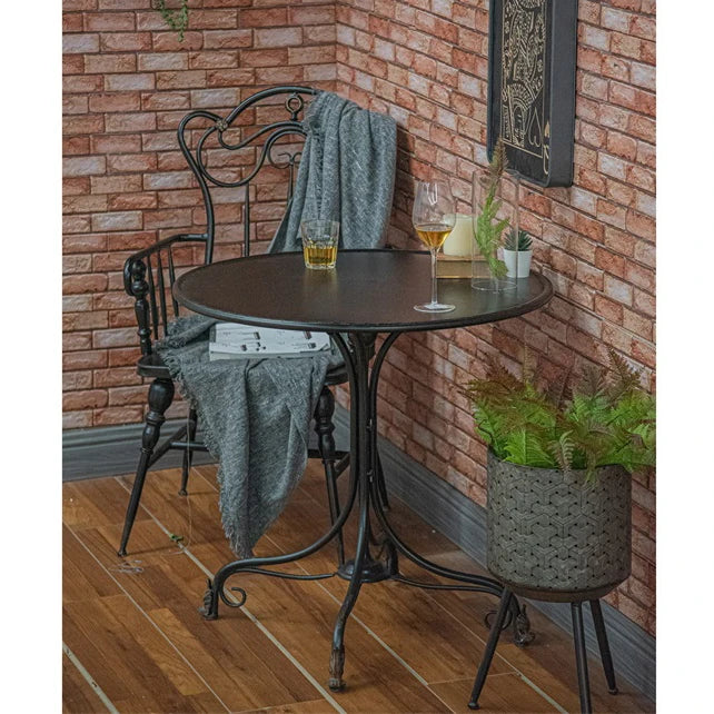 Innova Black Metal Top Eco-friendly Rustic Dining Coffee Patio Table Farmhouse Outdoor 4-Seater for Hotels Parties Weddings