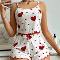 DDP Women's Home Wear with Heart-shaped Breathable Elastic Waist Strapless Short Sleeveless Homewear Women's Pajamas