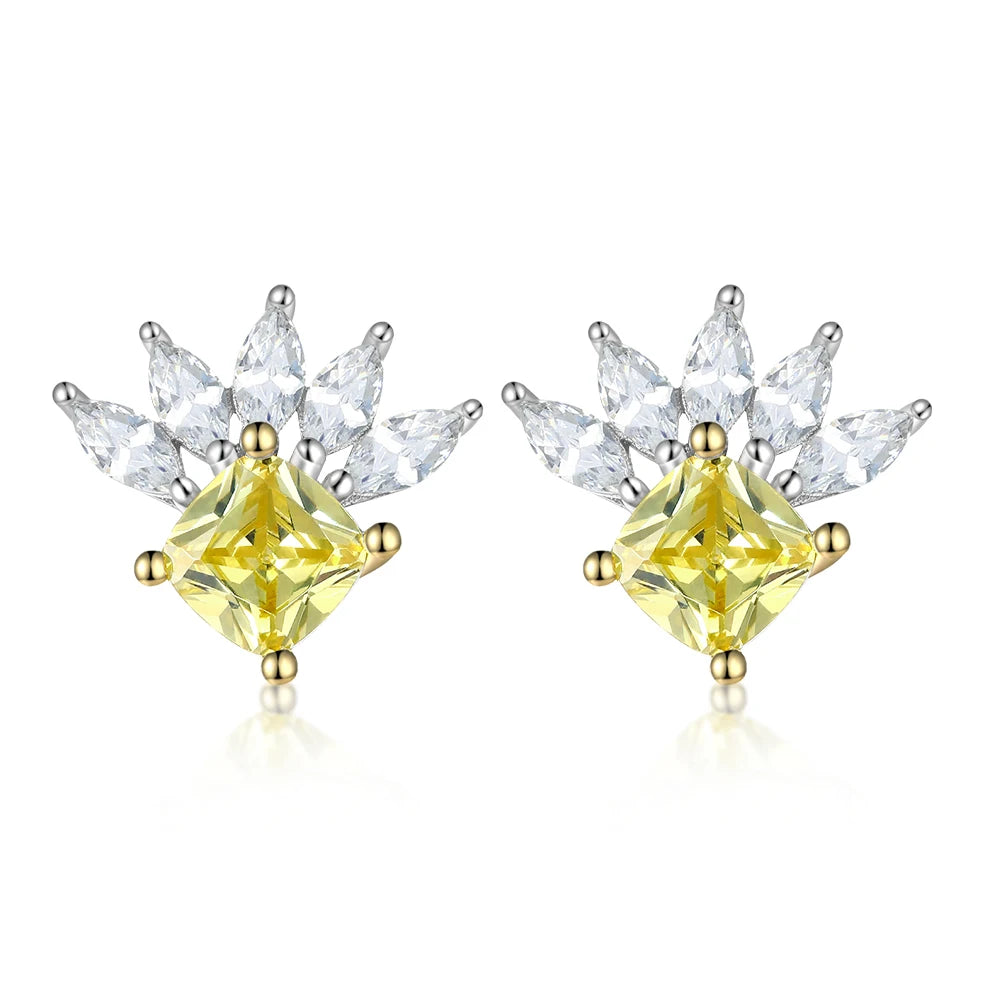 Wholesale Fashion Woman 925 Sterling Silver Gemstone Yellow Earrings
