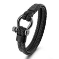 Hot Selling Leather Rope Braided Horseshoe Buckle Stainless Steel Titanium Steel Vintage Men's Bracelet