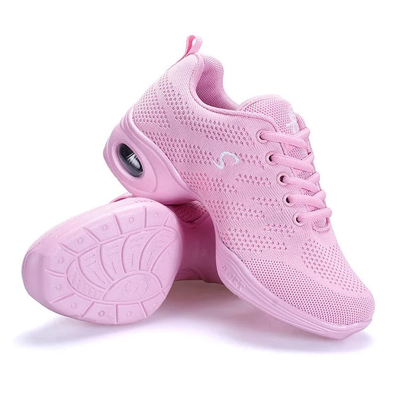 Women Modern Jazz Dance Sneakers Lightweight Air Cushioned Heel Mesh & PU Upper Durable Dancing Shoes MegaBDM
