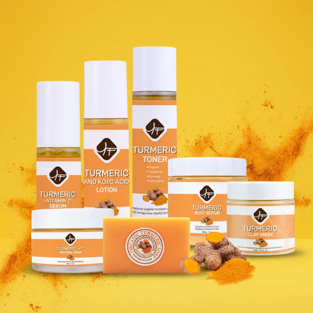 Private Label  Moisturizing Dark Spots Remover Vitamin C Whitening Brightening Facial Set Skin Care for Black Women Turmeric Set