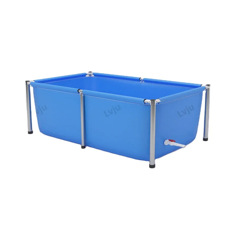 LVJU 200 Gallons 4.9' X 3.3' X 1.6' Fish Tank with Metal Frame 1.5x1x0.5m 750 Liters Nursery Fish Pond