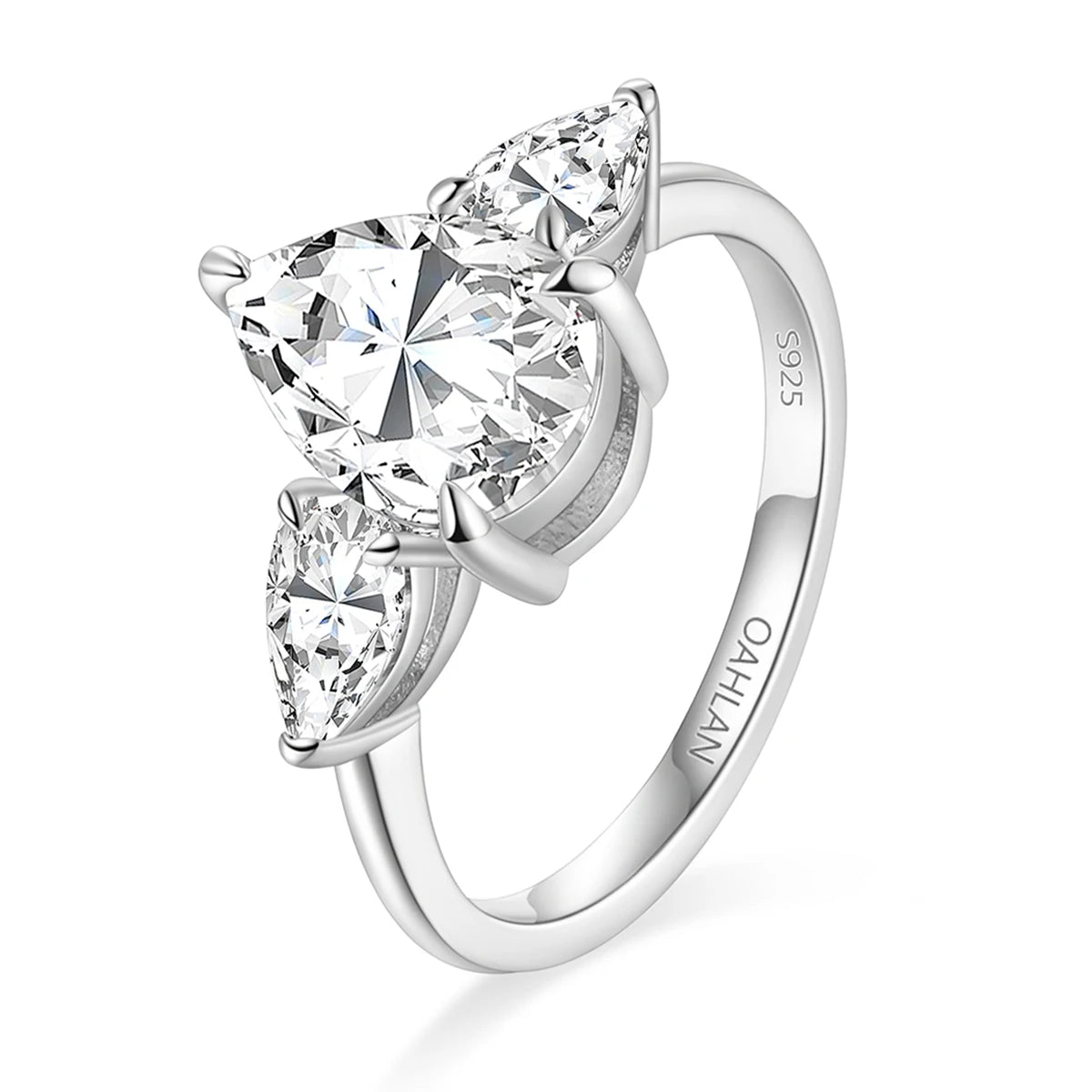 OAHLAN Fine Jewelry 2ct Pear Cut VVS1 D 925 Sterling Silver Eternity Moissanite REACH Approved Promise Wedding Band for Women