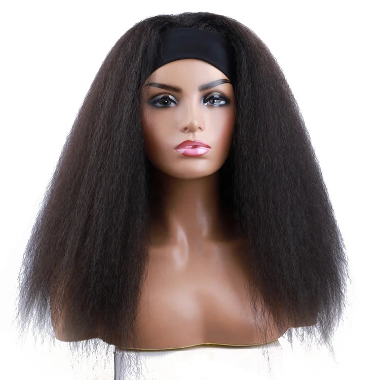 Stock 100% Virgin Unprocessed Human Hair Density 130% 150% 180% Kinky Straight Headband Wigs for Black Women