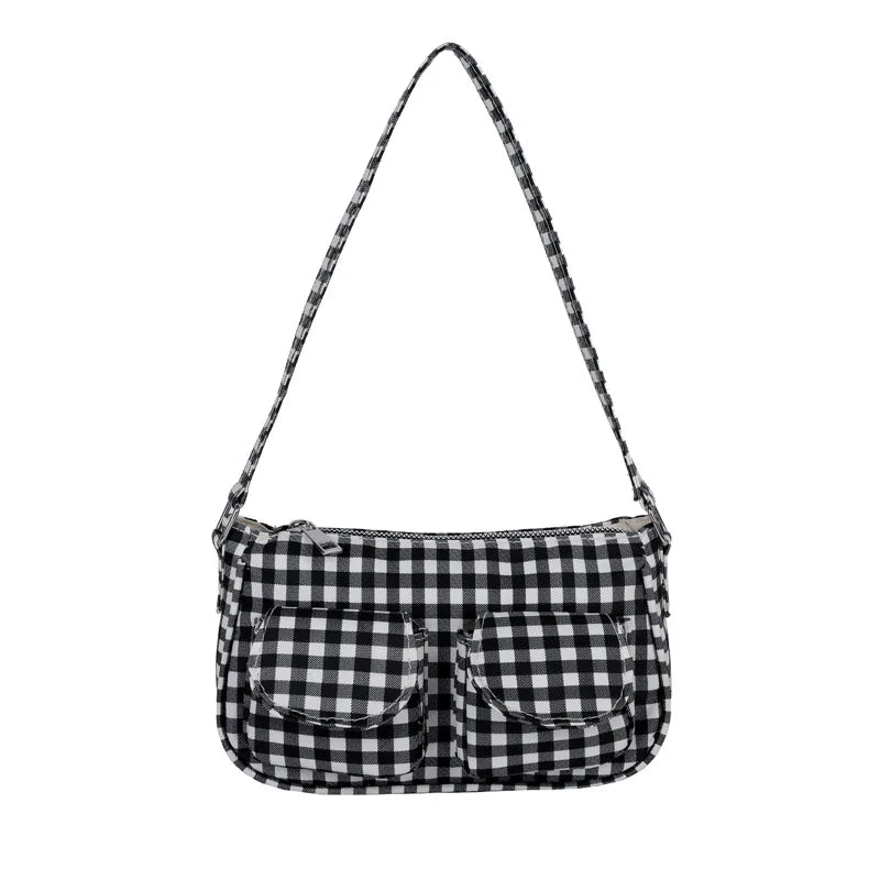 Casual Plaid Design Women's Shoulder Bags Simple Light Portable Ladies Underarm Bag Commuter Girls Pillow Handbags Clutch Purse