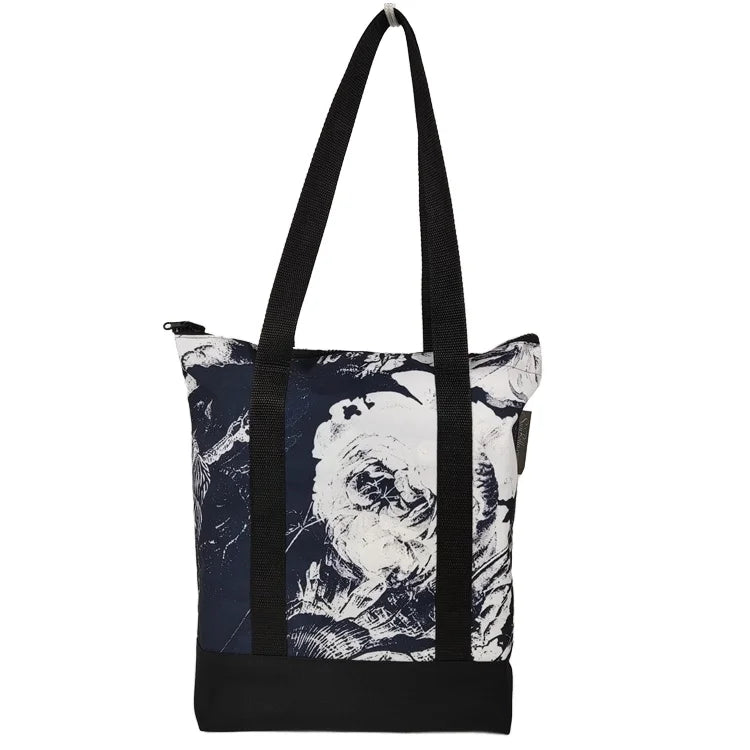 Fashionable Foldable Polyester Shopping Recycled Tote Bag with Custom Logo Cotton Handle for Promotion Bags with Zipper Shape