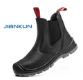 JIANKUN Men's Genuine Leather Safety Boots Nubuck Anti-Smashing/Puncture Waterproof Steel Toe Cowhide Work Boots Sneakers Winter