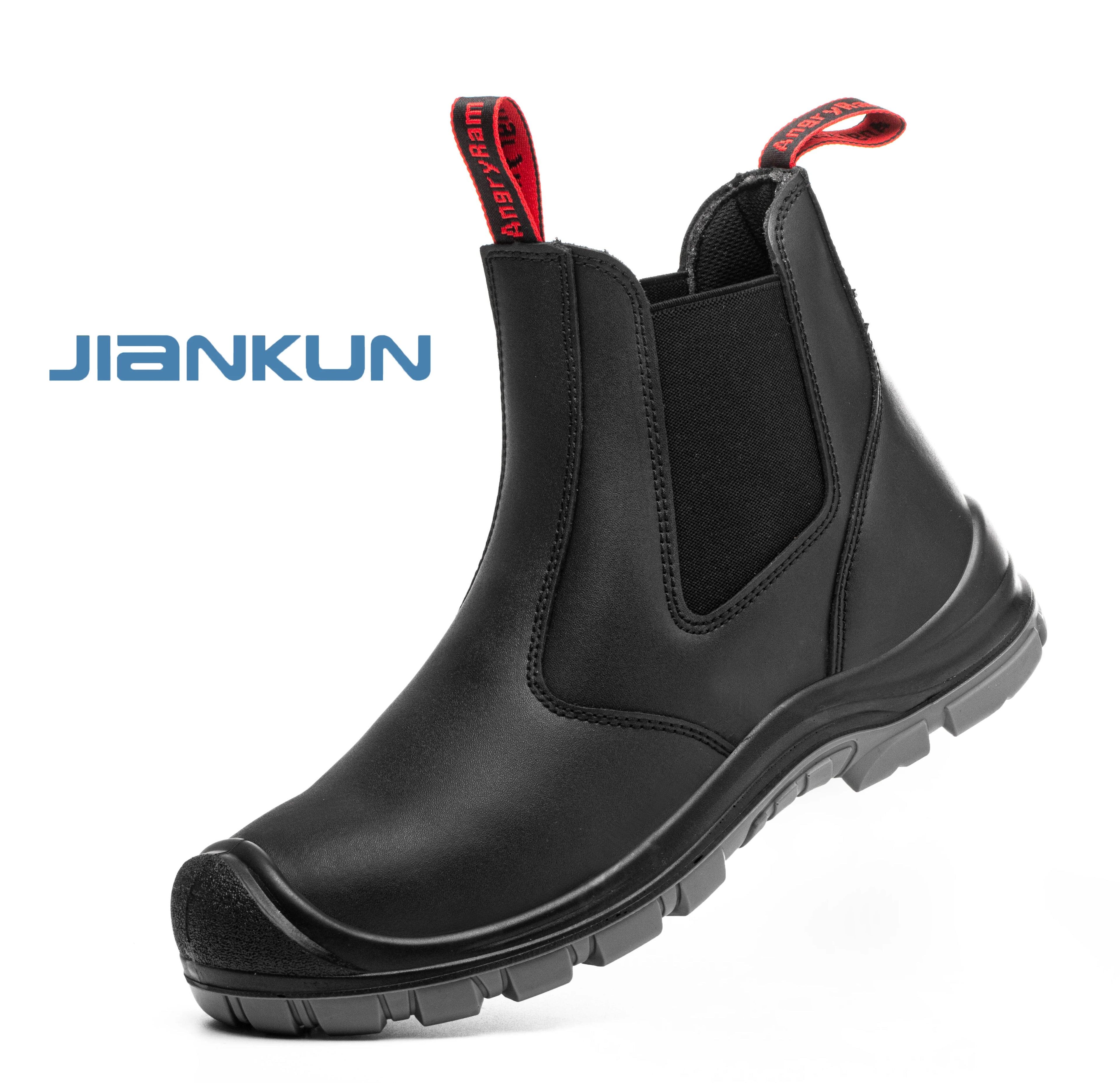 JIANKUN Men's Genuine Leather Safety Boots Nubuck Anti-Smashing/Puncture Waterproof Steel Toe Cowhide Work Boots Sneakers Winter