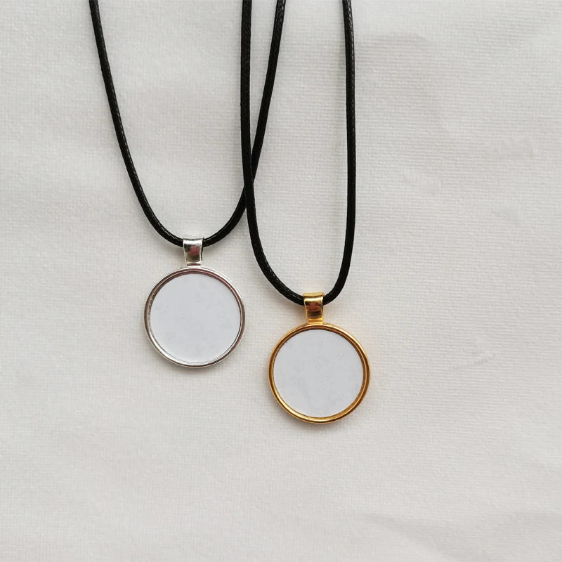 Custom Sublimation With Heat Transfer Aluminum Foil Alloy Round Diy Handmade  Photo Pendant Necklace