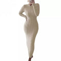 S-3XL Winter Thicken Turtleneck Sweater Maxi Dress Women Lace up Knitted Long Dress Female Knitwear Soft High Quality Dress