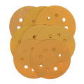 Pexmientas 5 Inch 8 Hole Orbital Sander Hook and Loop Yellow Aluminum Oxide Gold Sandpaper Sanding Disc MegaBDM