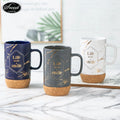SWT Wholesales Luxury Ceramic Beer Cup 14/18oz Black White Grey Blue Marble Custom Golden  Design Ceramic Coffee Cork Base Mug