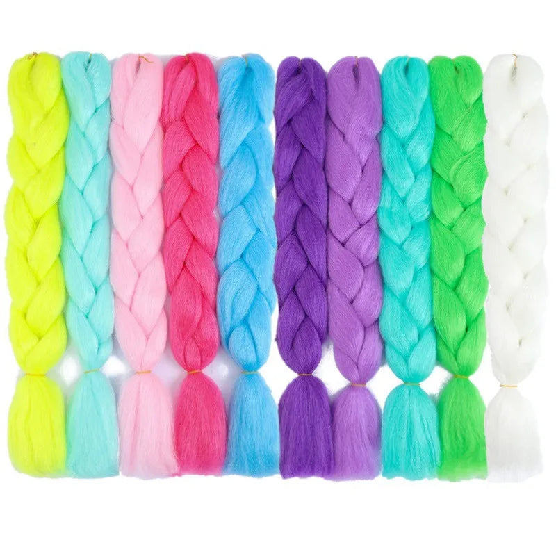 Wholesale Synthetic Hair Extension Twist Jumbo Glitter Braiding Hair 100g 24Inch Luminous Ombre Glowing Hair