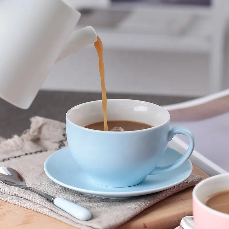 Germany Unique Classical New Round Shape Coffee  and Saucer Chaozhou Ceramic Luxury with Handle Custom Espresso Cup