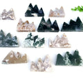 Flower Cherry Blossom Agate Little Hill Shape Carving Moss Agate Hill Mountain Ornaments for Decoration