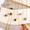 Ason Hot Sale Fashion Waterproof Jewelry Exquisite Zircon Necklace 18k Gold Plated Stainless Steel Cylinder Pendant Necklace