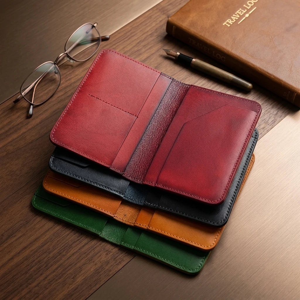 Custom logo Genuine Vegetable Leather Blank Passport Holder Cover Wallet Travel Accessories MegaBDM