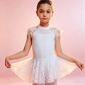 White Lace Ballet Leotards with Skirt Suit Gymnastic Ballerina Dance Dress Classic Dancing Clothing for Girls
