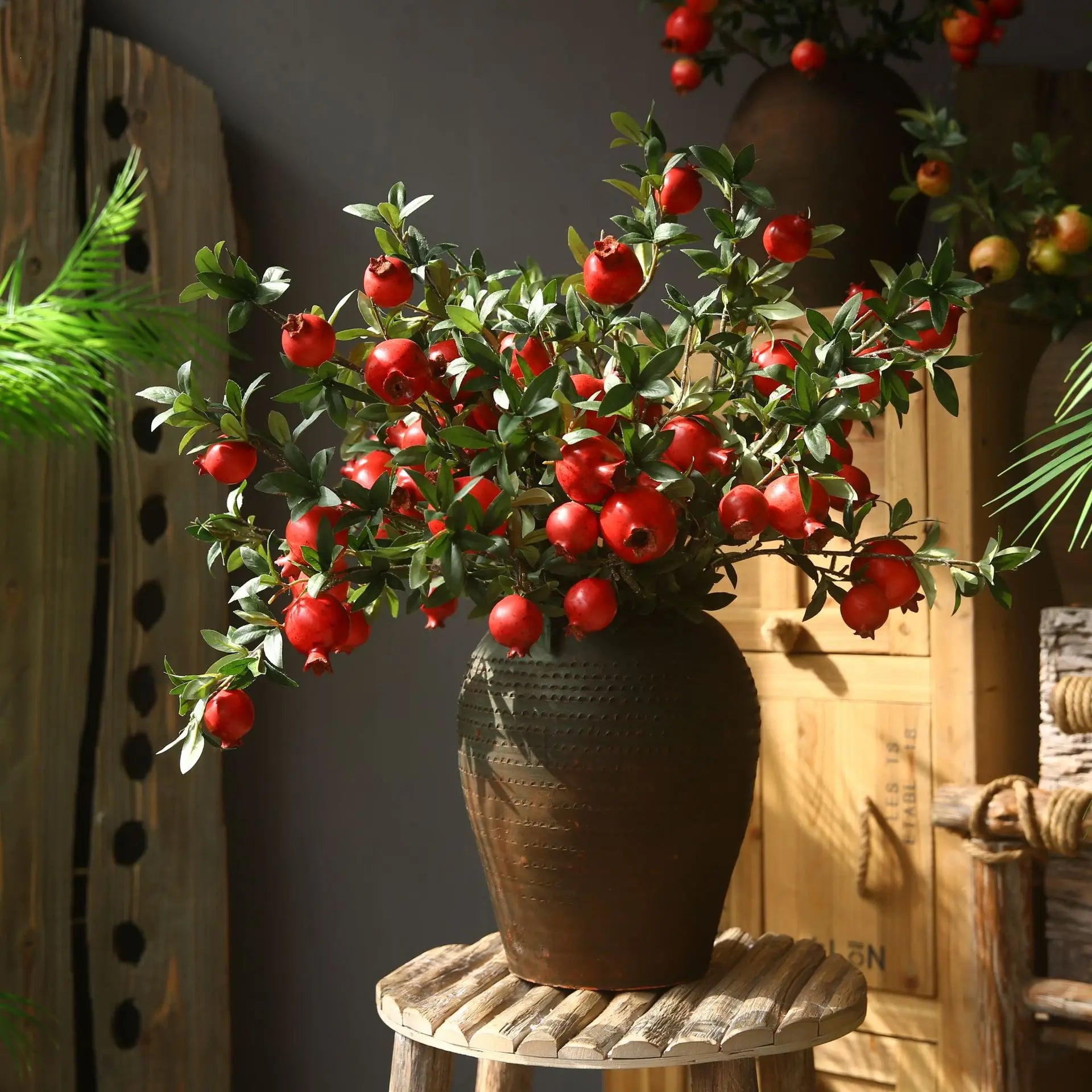 Y-H019 Wholesale Artificial Pomegranate Fruit Tree Branches for Home Festival Wedding Decoration