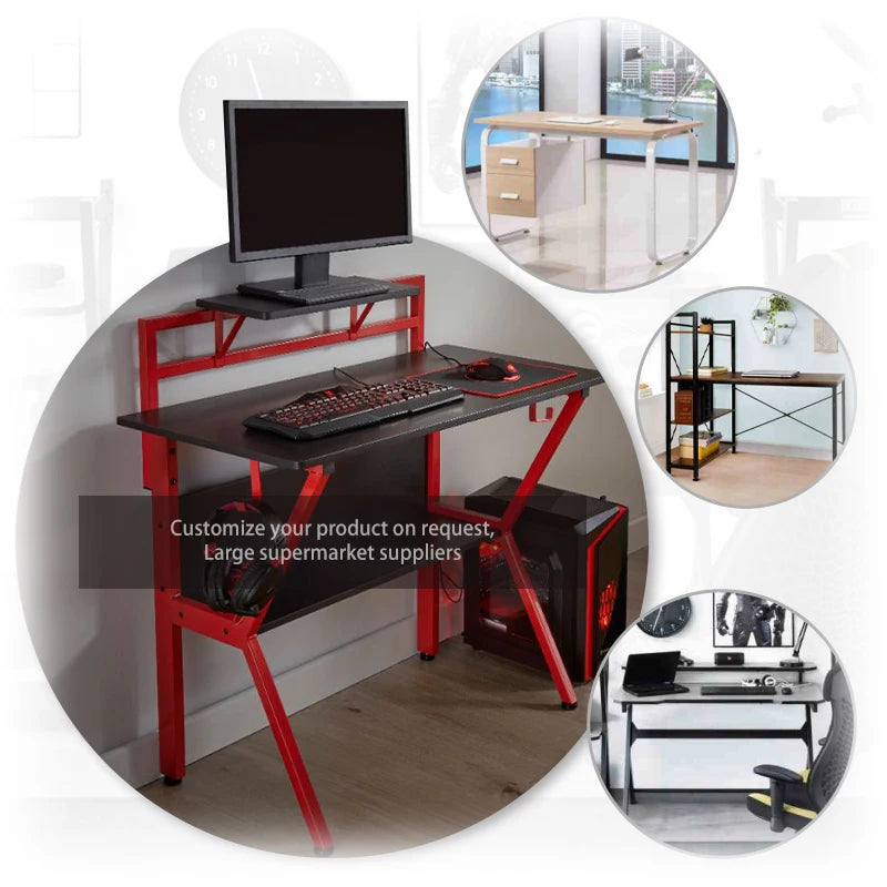 Wooden Foldable Adjustable Height Standing Computer Desk for Home Office and Gaming