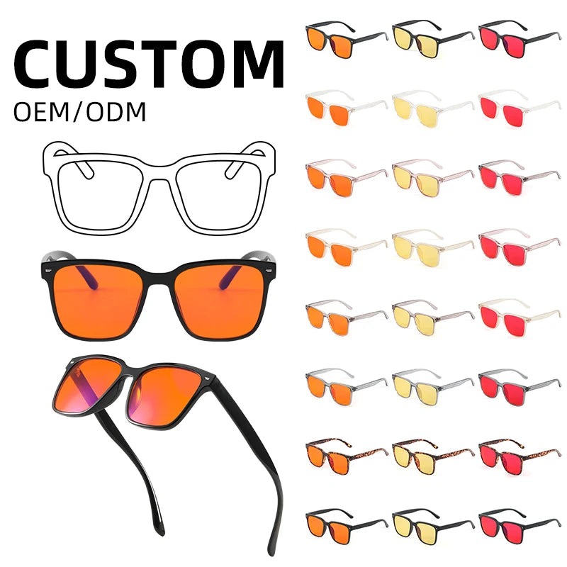 Top Tr90 Orange Anti Blue to Block Light Computer Optical Frame Glass Bluelight Blocking Protection Square Eyeglasses Frames