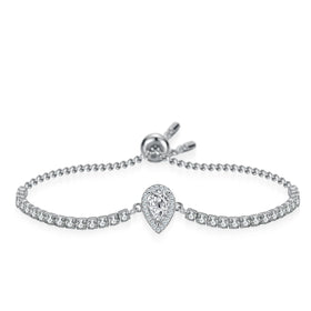 Luxury Women's Bridal Wedding Jewelry S925 Silver Fine Jewelry 1CT 2CT Pear Cut Moissanite Adjustable Bracelets for Gifts