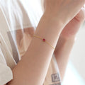 Simple Red Zircon Imitation Heart Gold Plated Women Sterling Silver 925 Bracelet for Girls