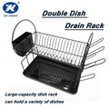 Dish Drying Rack with Drip Tray 2 Tier Drainboard Set Drainer for Kitchen Dryer Sink Escurridor De Platos Para Fregadero