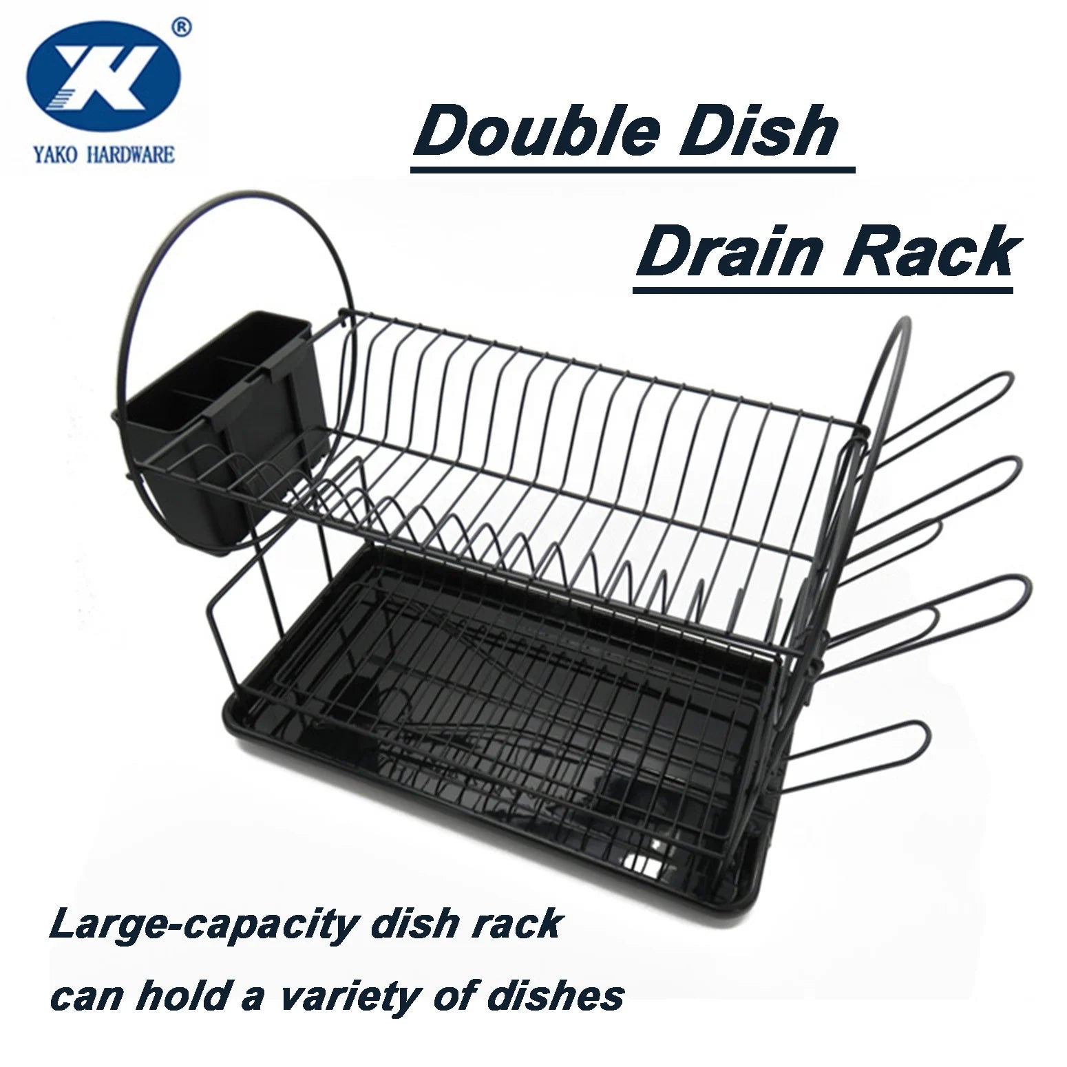 Dish Drying Rack with Drip Tray 2 Tier Drainboard Set Drainer for Kitchen Dryer Sink Escurridor De Platos Para Fregadero