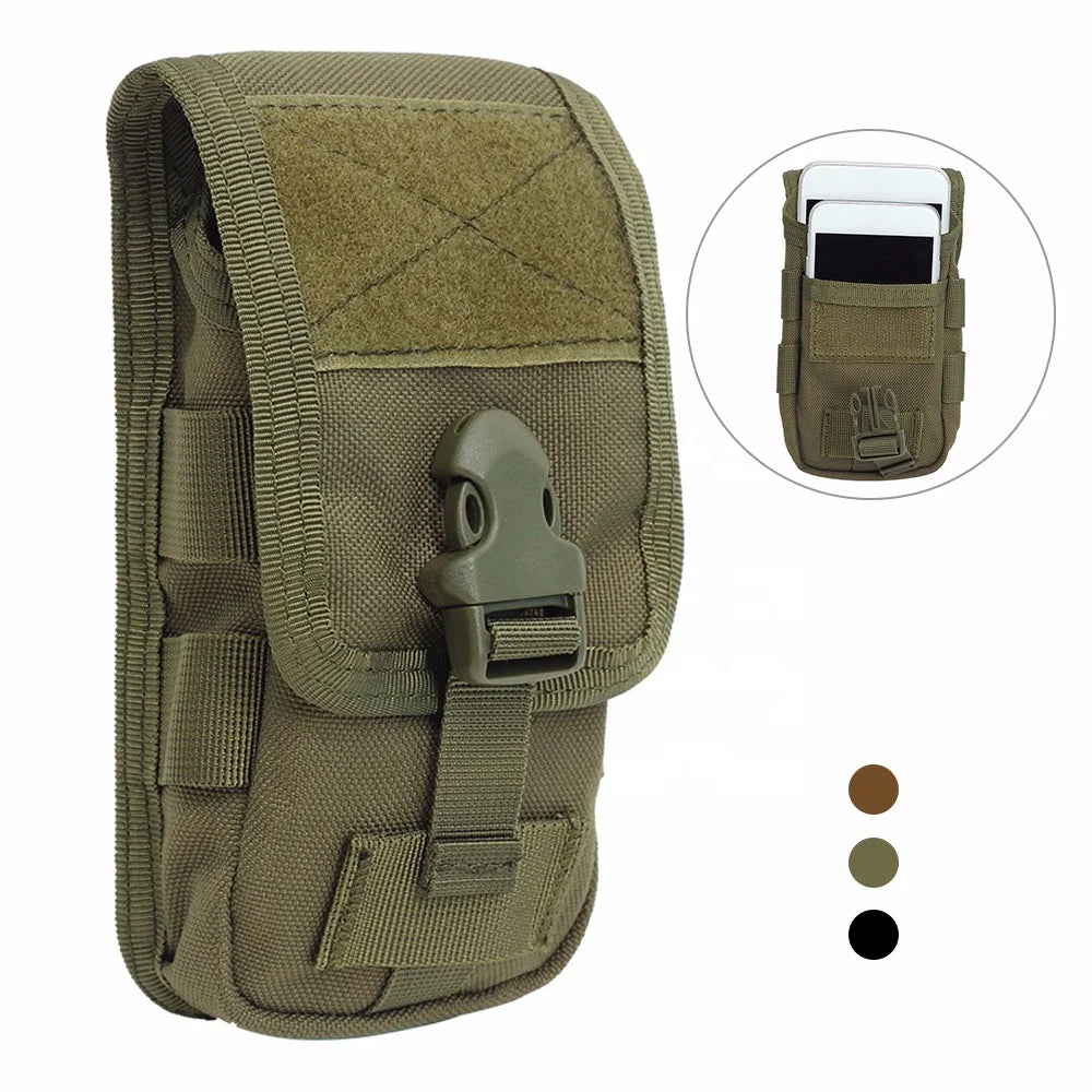 Tactical Double-layer Phone Pouch Bag Molle Mobile Phone Pouch Money Tools  Belt Hunting Molle Fanny Bag Waist Bag